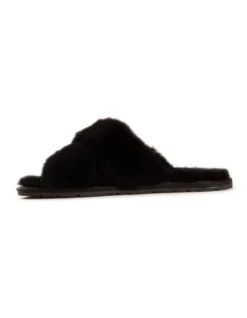 Sheepskin Wool Brighton Black Slippers -Dune London Shoes Shop 920807470 5 720x928