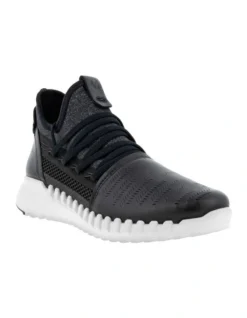 ECCO Zipflex Low Leather Textile Sneaker In Black