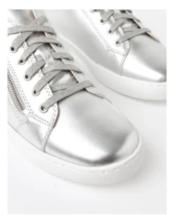 Zia Leather Sneaker In Silver -Dune London Shoes Shop 924701500 3 720x928