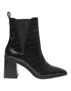 Major Croc Print Boots In Black