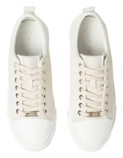 Calvin Klein Recycled Vulcanized Neutral Monogram Sneakers In Cream -Dune London Shoes Shop 934330420 4 720x928