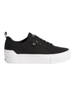 Calvin Klein Recycled Canvas Platform Trainers In Black