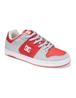 DC Manteca Leather Shoes In Red/Silver