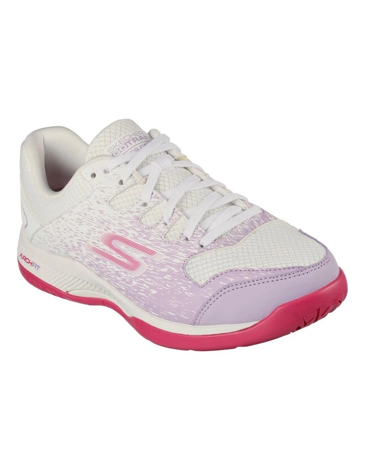 Skechers Viper Court Netball Shoe In White/Lavender 1 Skechers Viper Court Netball Shoe In White/Lavender