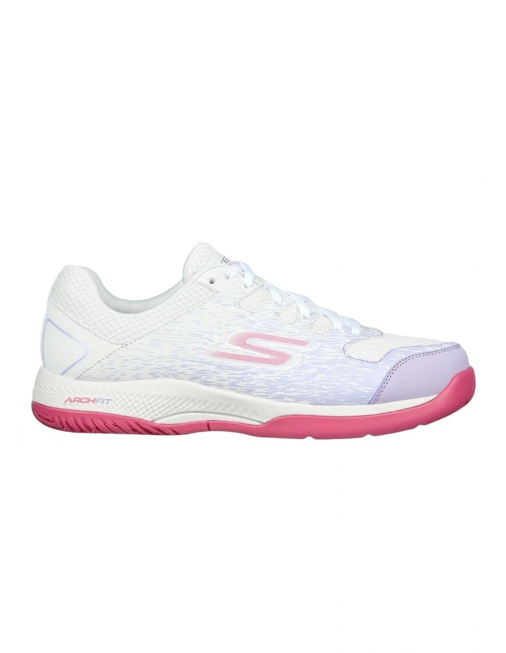 Skechers Viper Court Netball Shoe In White/Lavender 2 Skechers Viper Court Netball Shoe In White/Lavender - Image 2