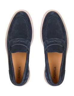 Princeton Suede Loafers In Navy -Dune London Shoes Shop 939042370 3 720x928