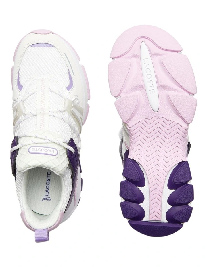 Lacoste L003 Textile Sneakers In White/Purple 4 Lacoste L003 Textile Sneakers In White/Purple - Image 4