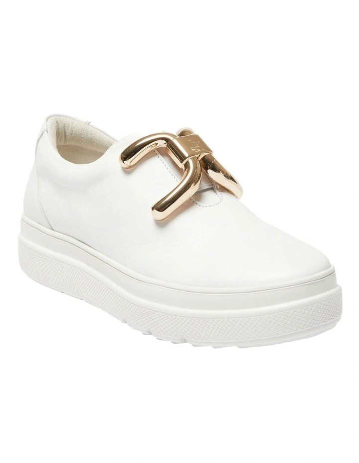 Banjo Sneakers In White/Gold Leather 2 Banjo Sneakers In White/Gold Leather - Image 2