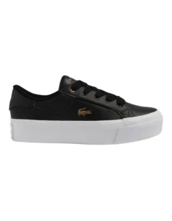 Lacoste Ziane Platform Leather Sneaker In Black