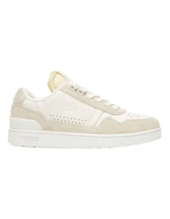 Lacoste T-Clip Leather Sneakers In Off White