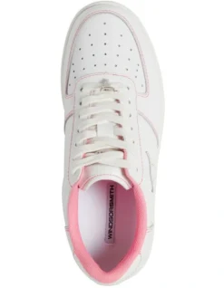 Windsor Smith Rebound Leather Sneaker In White/Bubblegum -Dune London Shoes Shop 974007550 3 720x928