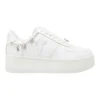 Windsor Smith Roses Leather Sneaker In White/Silver