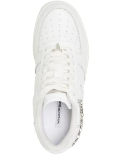 Windsor Smith Roses Leather Sneaker In White/Silver -Dune London Shoes Shop 974007640 3 1 720x928