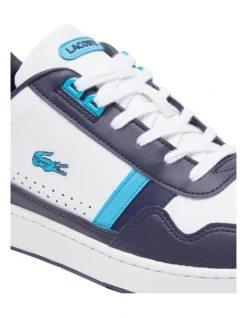 Lacoste T-Clip Leather Sneaker In White/Navy -Dune London Shoes Shop 974581480 7 720x928