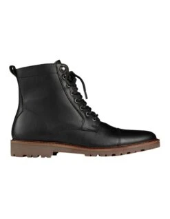Mack Leather Military Boots In Black
