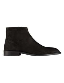 Wise Nubuck Zip Boots In Black