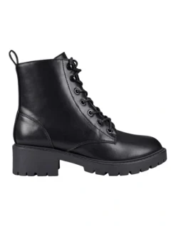 Jasmin II Lace Up Combat Boots In Black