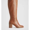 Leather Calf Height 75mm Heeled Boot In Cinnamon