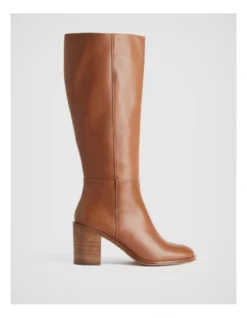 Leather Calf Height 75mm Heeled Boot In Cinnamon