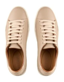 Perry Leather Sneakers In Taupe -Dune London Shoes Shop 996283090 3 720x928
